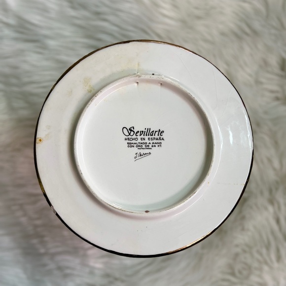 Vibrant [Sevillarte] Hanging 9" Plate <Hecho En Espana> Signed Art + 24 KT. GOLD - Picture 11 of 13